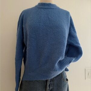 Zara Blue Mock Neck Wool Blend Sweater